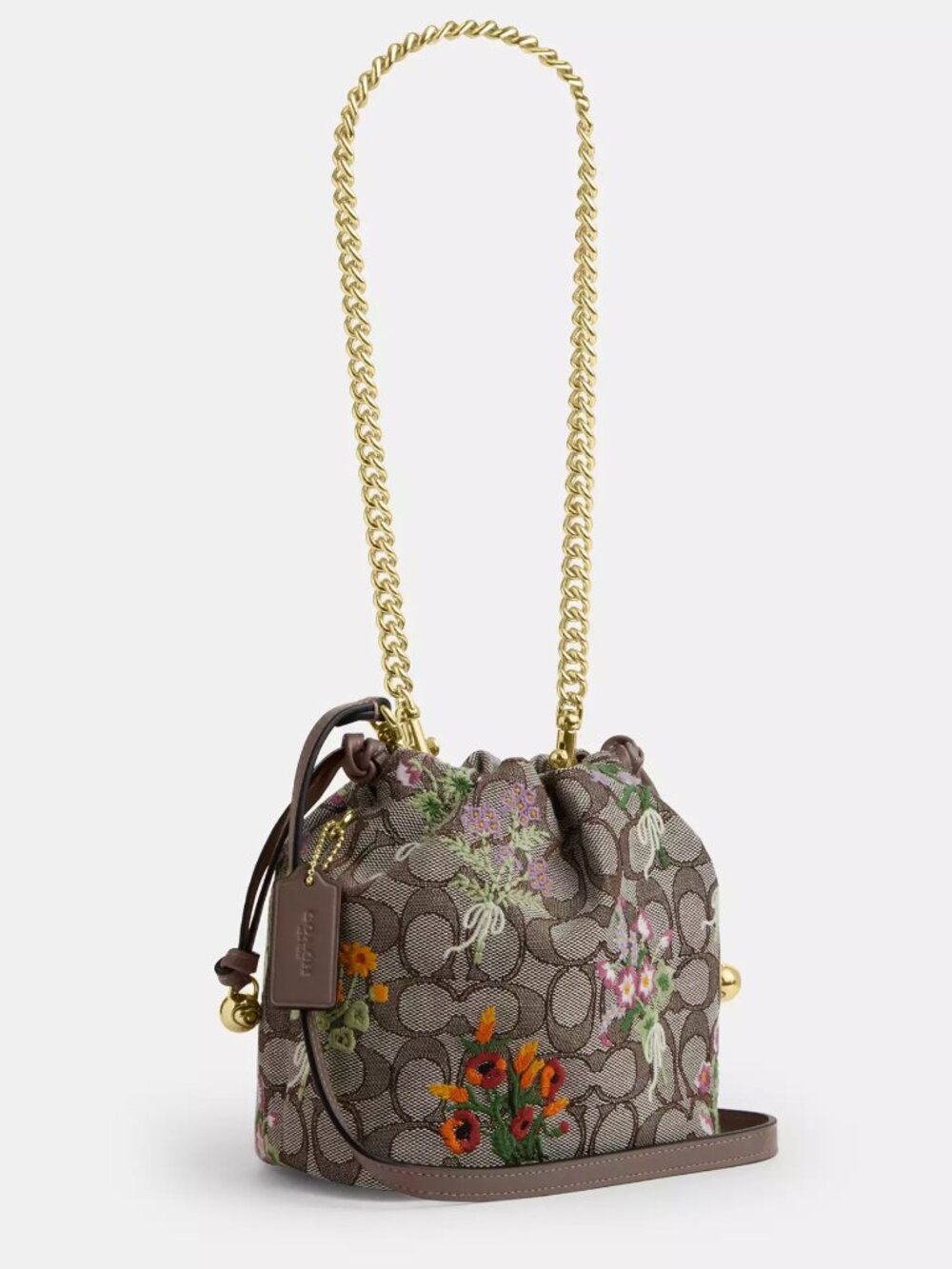 COACH CDZ94 Faye Mini Drawstring Bag Signature Jacquard Floral Embroidery NWT - Picture 15 of 16